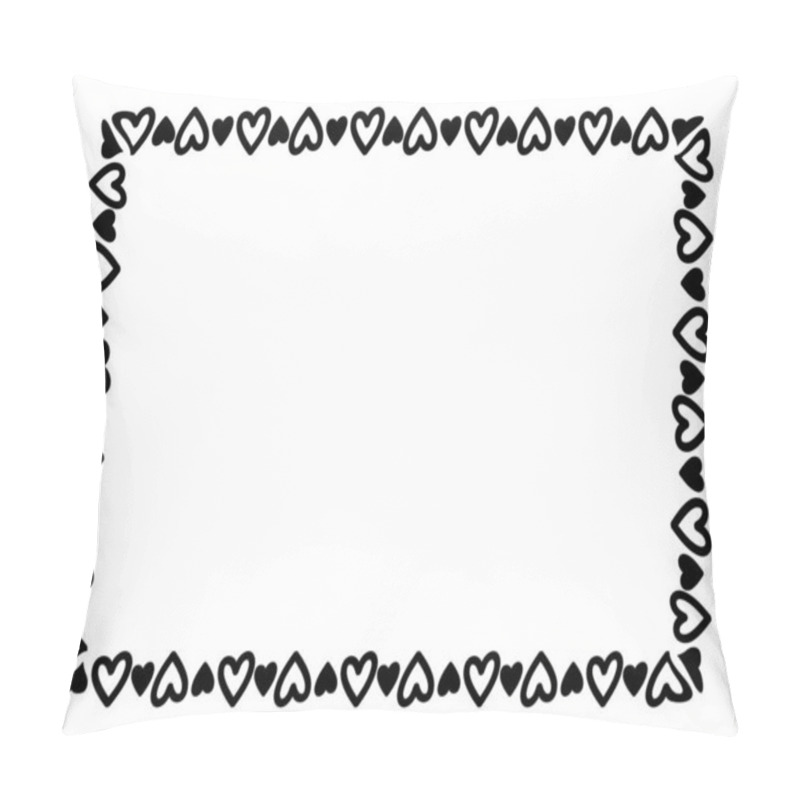 Personality  Heart Line Frame Rectangle Doodle Art, Heart Border Outline Adorable, Framework Decorative With Heart Doodle Art Line, Picture Frame With Heart Shape Outline Continues Pillow Covers