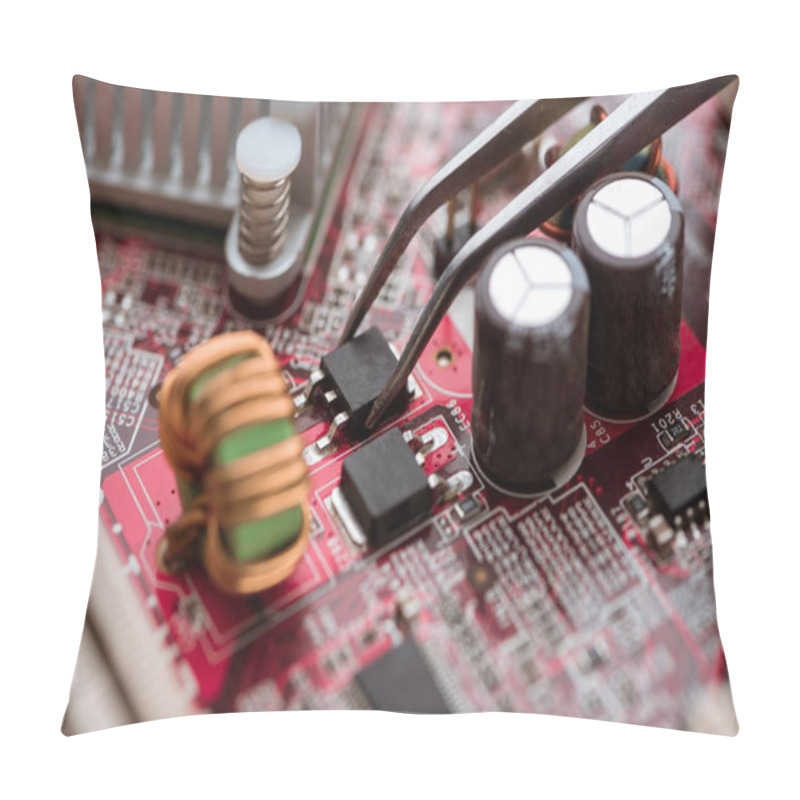 Personality  Assembling Digital Circuit Board With Microchips And Components  Pillow Covers