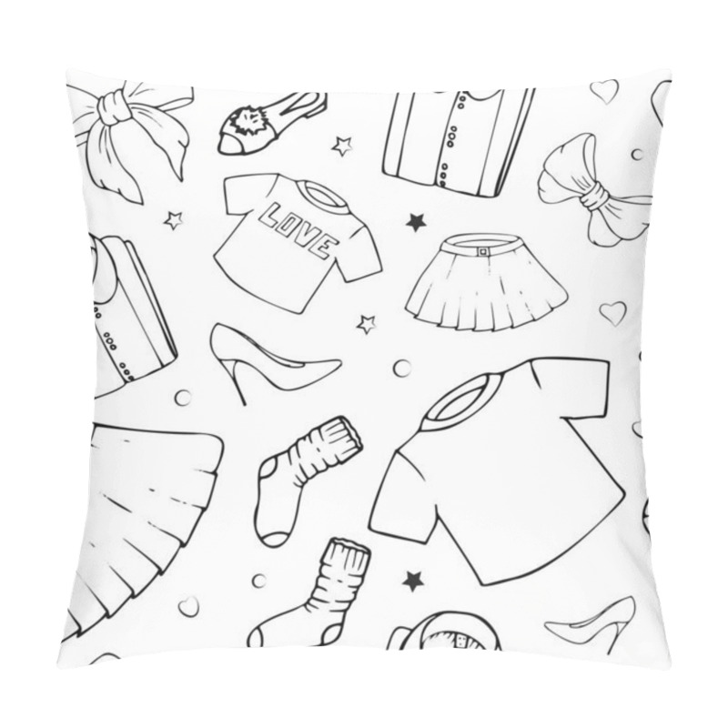 Personality  Vector Seamless Patterns With Girls Stuff. Pillow Covers