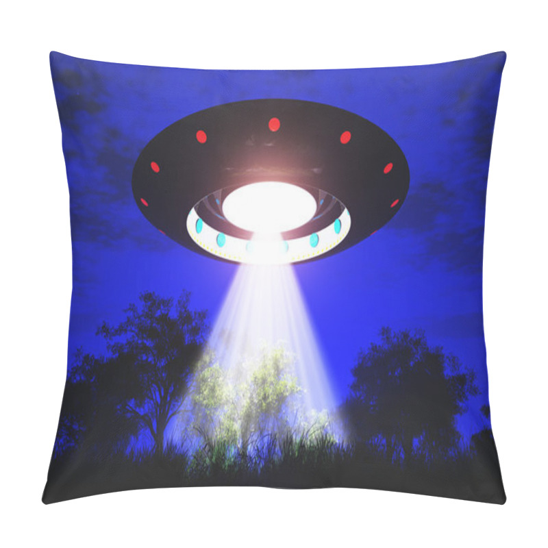 Personality  Ufo Flying On Earth At Night Over Field Pillow Covers