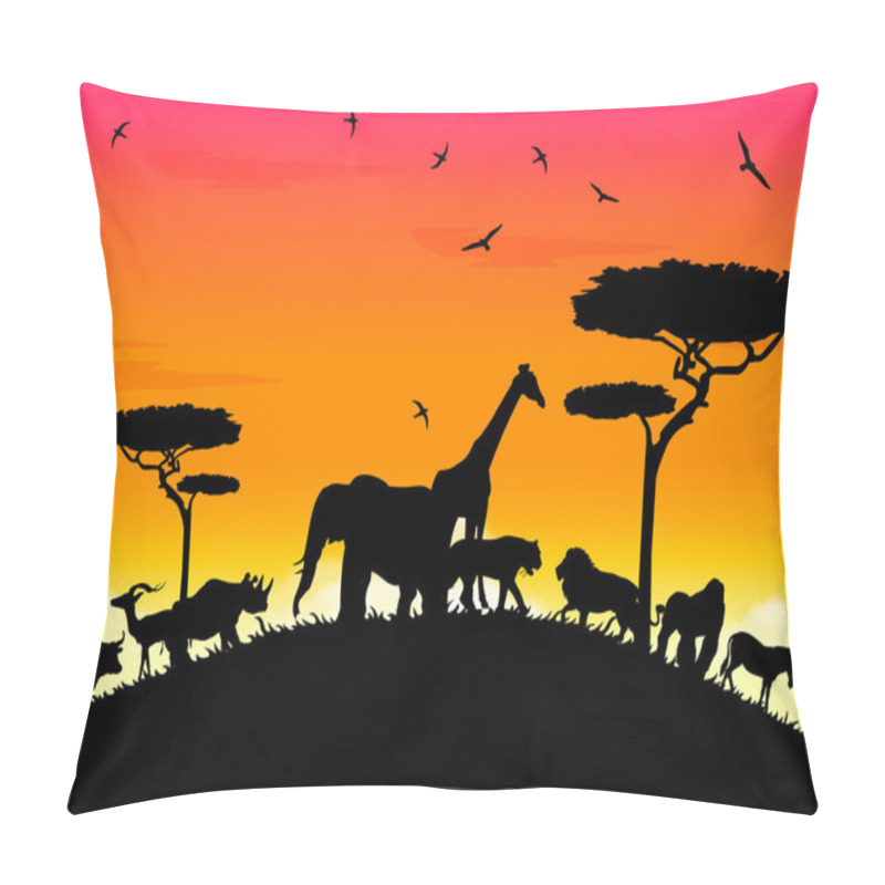 Personality  Safari Africa Sunset At High Hill Pillow Covers