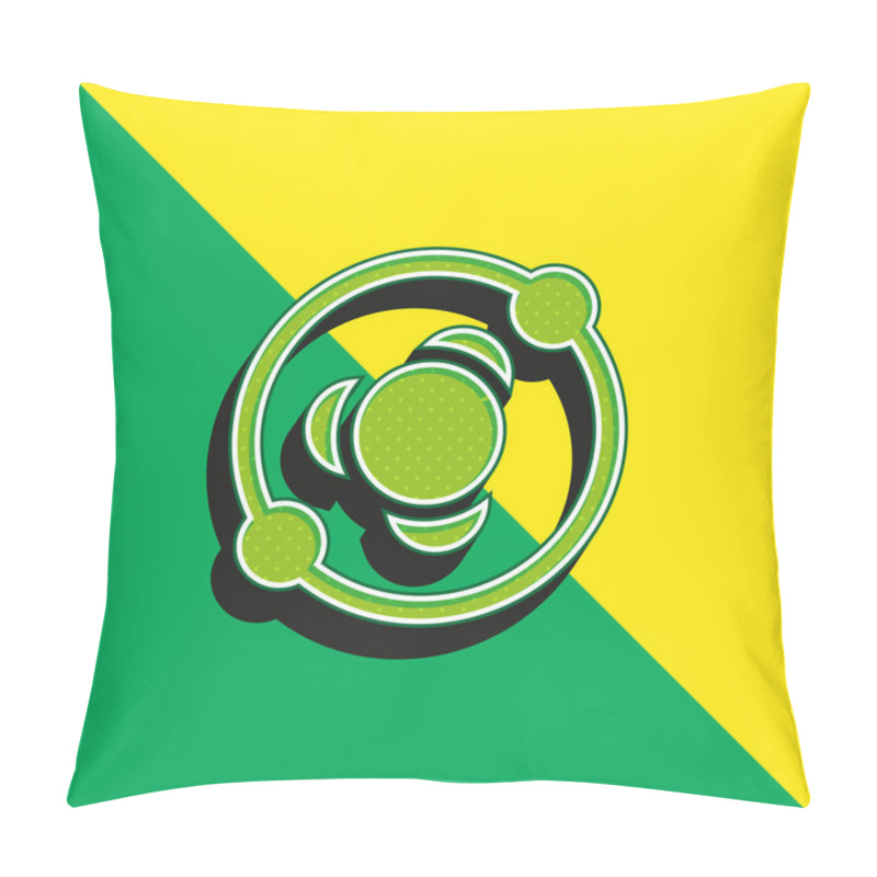 Personality  Atomic Structure Green And Yellow Modern 3d Vector Icon Logo Pillow Covers