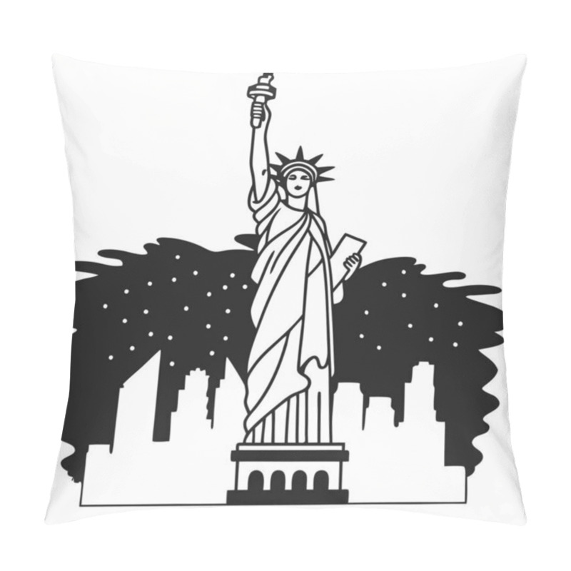 Personality  A Striking Silhouette Of The Statue Of Liberty, Symbolizing Freedom And Democracy. Perfect For Travel, Cultural, And Patriotic-themed Design Projects. Pillow Covers