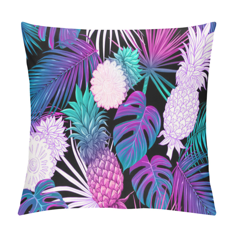 Personality  Tropical Plants And Flowers. Seamless Pattern Pillow Covers