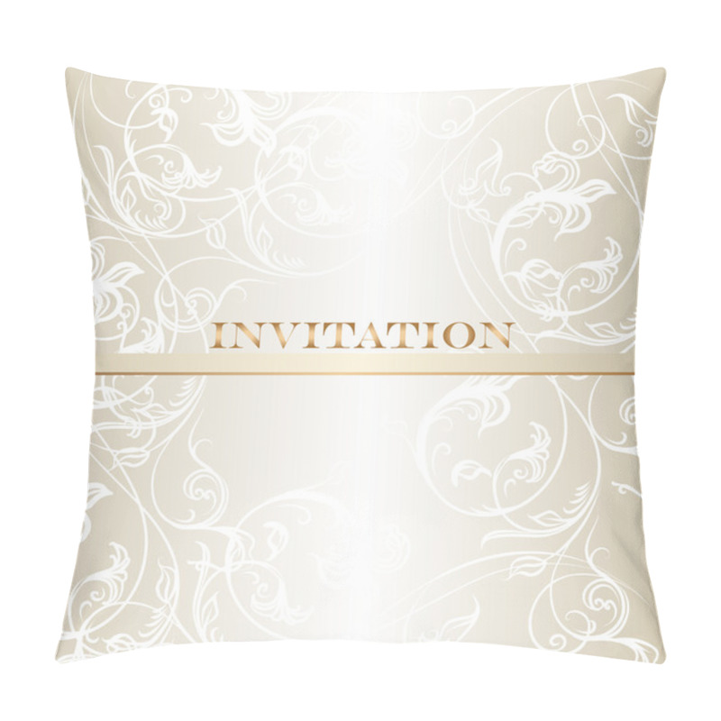 Personality  Elegant Wedding Invitation Card In Pastel White Tones Pillow Covers