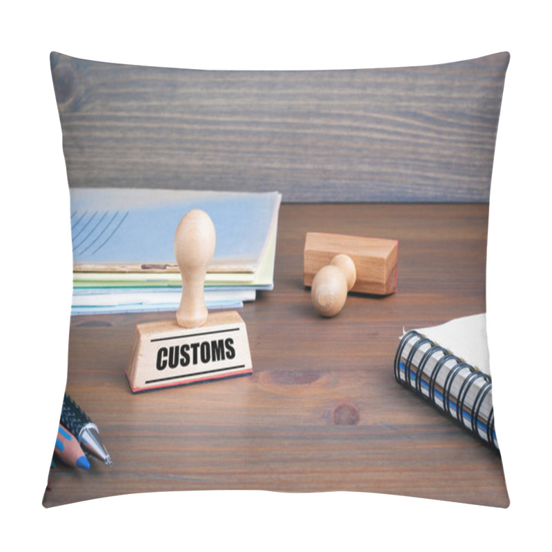 Personality  Customs. Rubber Stamp On Desk In The Office Pillow Covers