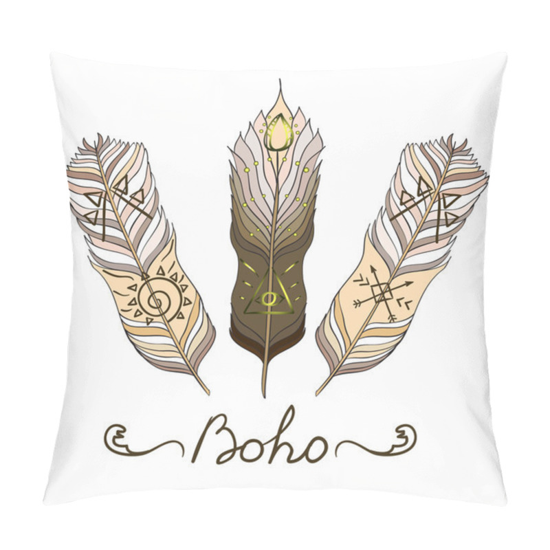 Personality  Ethnic Feathers, Hippie Vector Elements  Pillow Covers