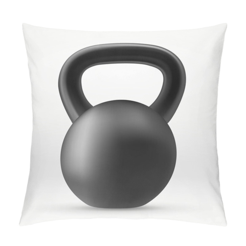 Personality  Realistic Black Kettlebell. Pillow Covers