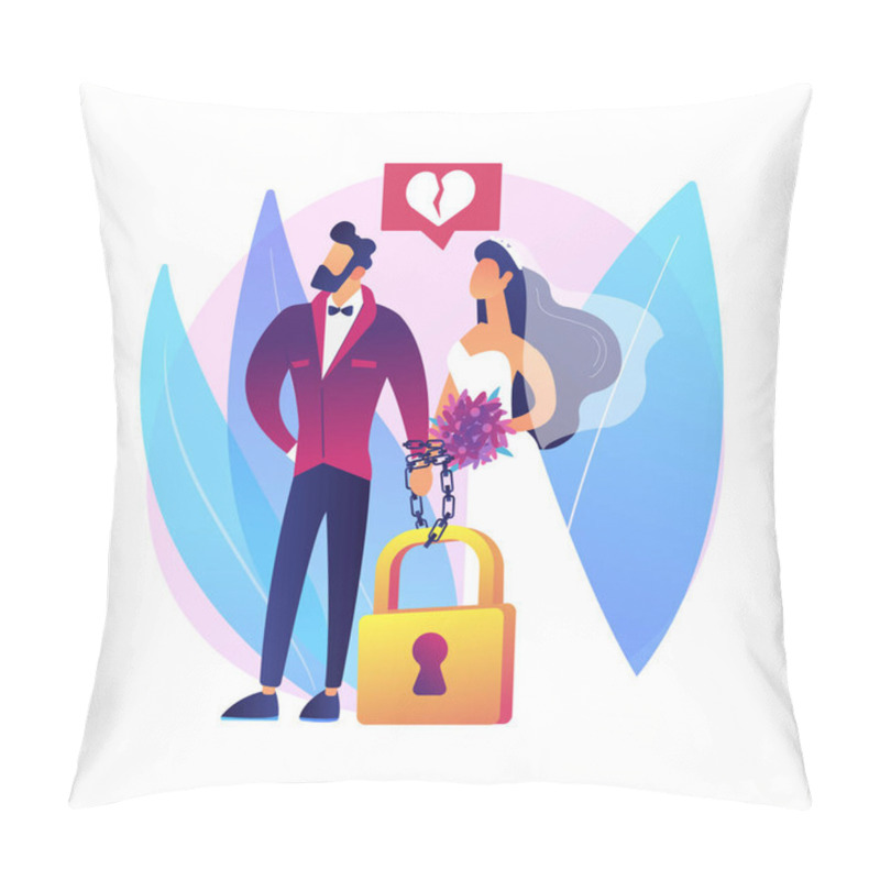 Personality  Forced Marriage Abstract Concept Vector Illustration. Involuntary Child Marriage, Without Consent, Against Will, Domestic Violence, Put Handcuffs, Pressure To Marry, Sexual Abuse Abstract Metaphor. Pillow Covers