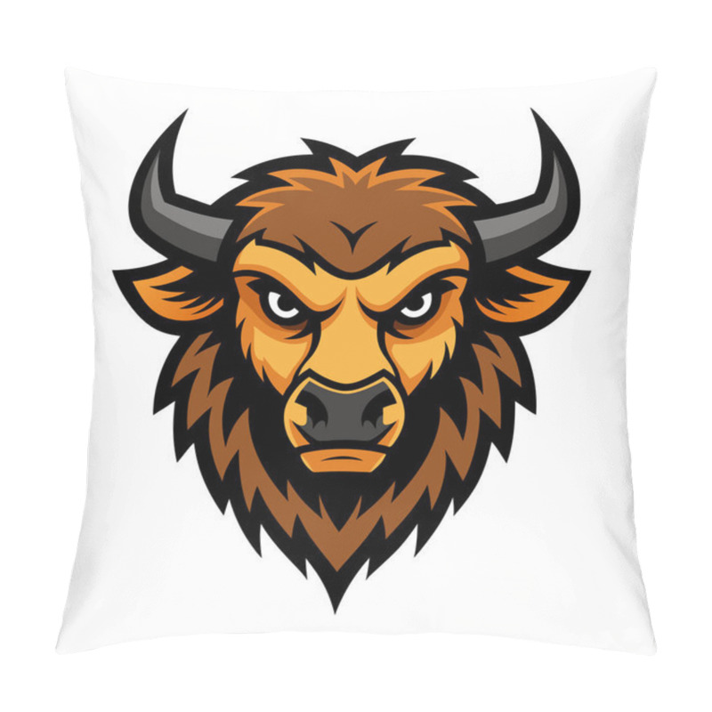 Personality  Bison Head Mascot Logo Art Illustration Pillow Covers