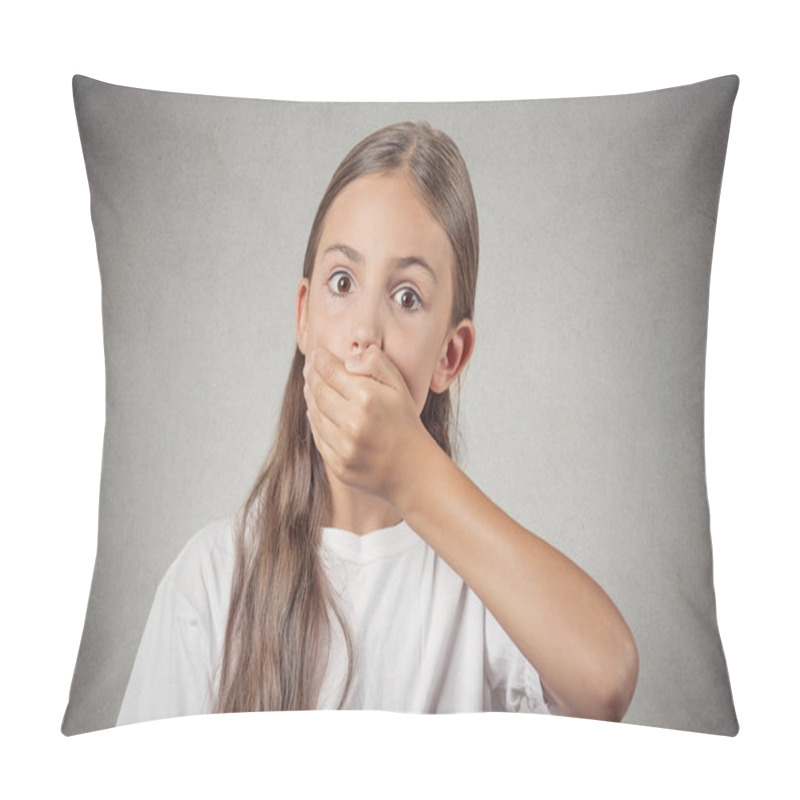 Personality  Girl Looking Surprised Shocked With Hand Covering Mouth Pillow Covers