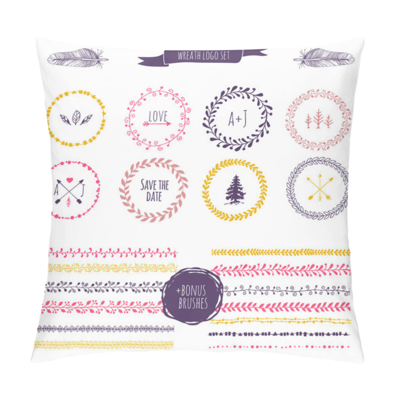 Personality  Floral Doodle Brush Elements Pillow Covers