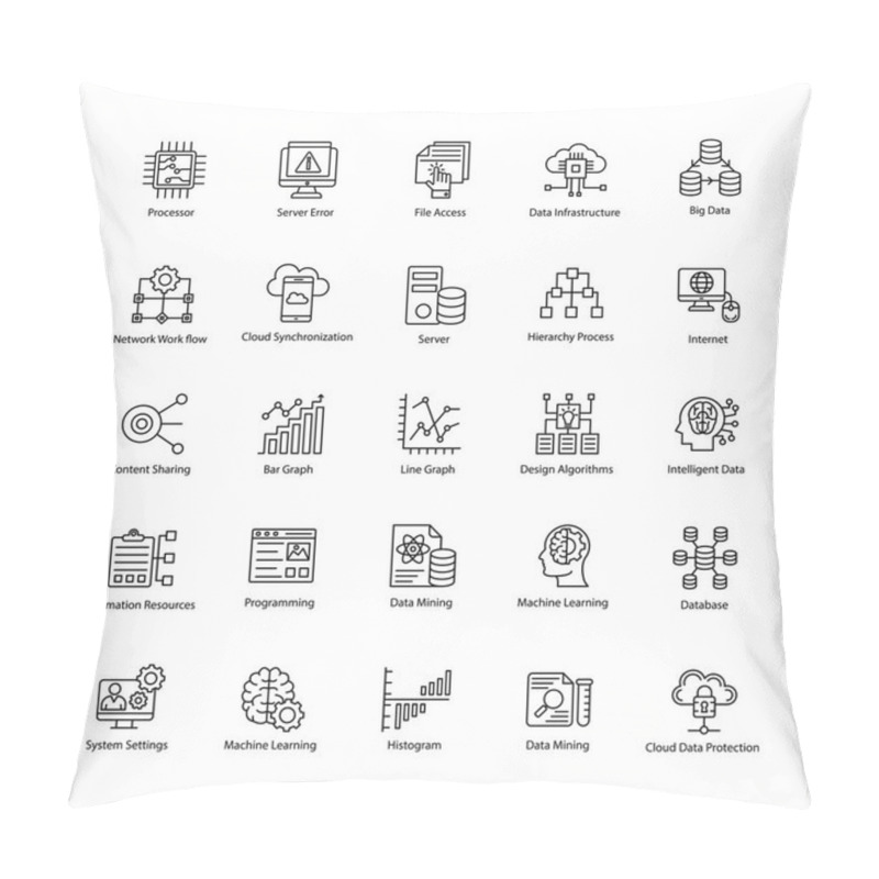 Personality  Data Science Line Vectors Set Pillow Covers