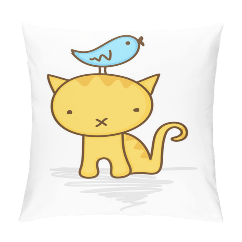 Personality  Cute Bird Sitting On A Cat Pillow Covers