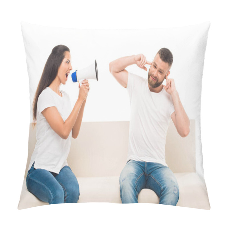 Personality  Woman Screaming On Man  Pillow Covers