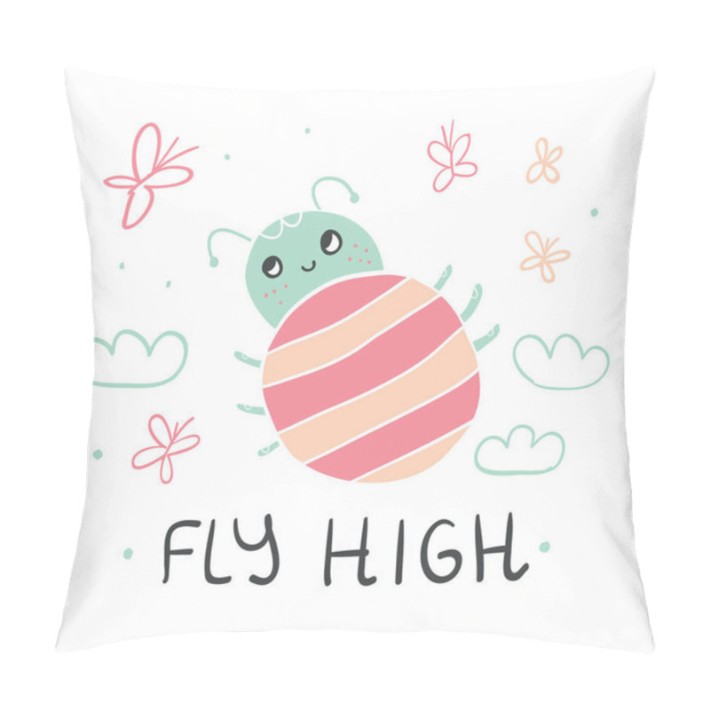 Personality  Hand Drawn Lady Bug Lettering Illustration Vector Pillow Covers