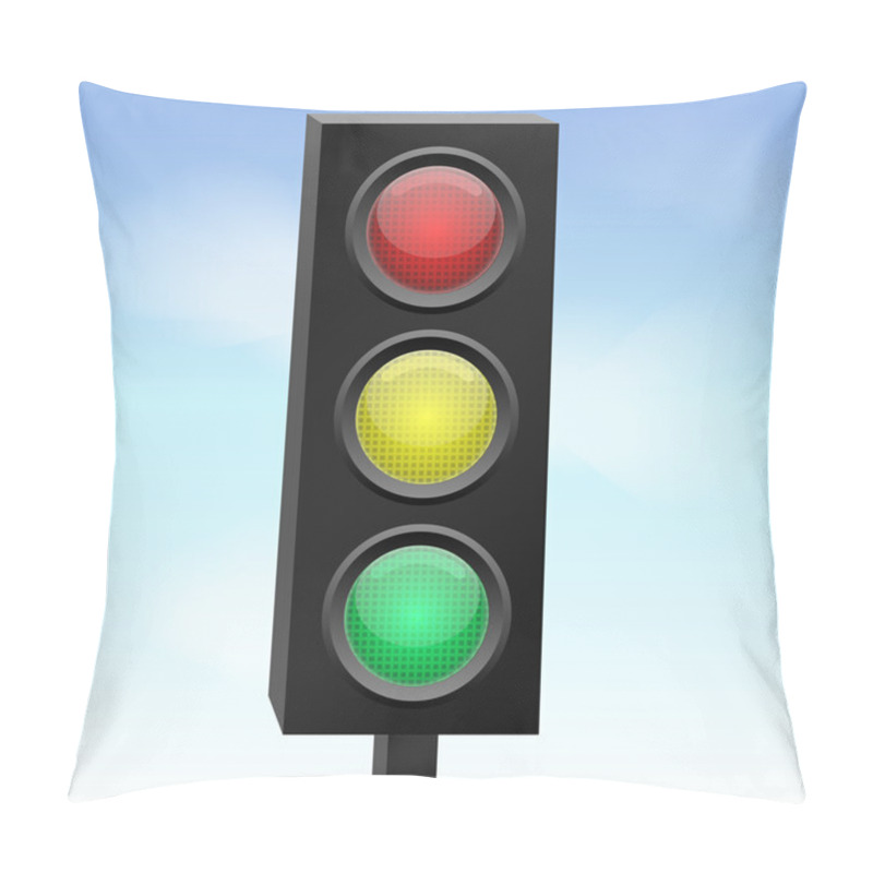 Personality  Vector Illustration Of Traffic Light. Pillow Covers