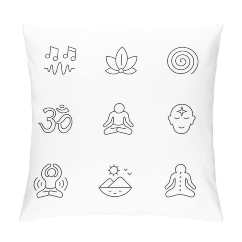 Personality  Set Line Icons Of Meditation And Yoga Pillow Covers