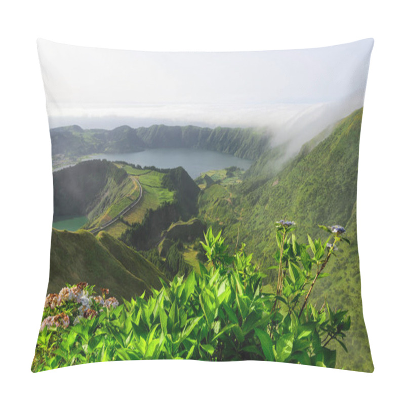 Personality  Panoramic Landscape From Azores Lagoons. The Azores Archipelago Has Volcanic Origin And The Island Of Sao Miguel Has Many Lakes Fand Is The Best Travel Destination Of Portugal. Pillow Covers