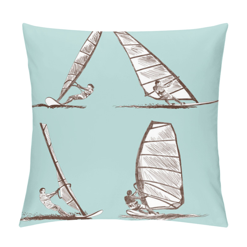 Personality  Windsurfing Sketch Pillow Covers