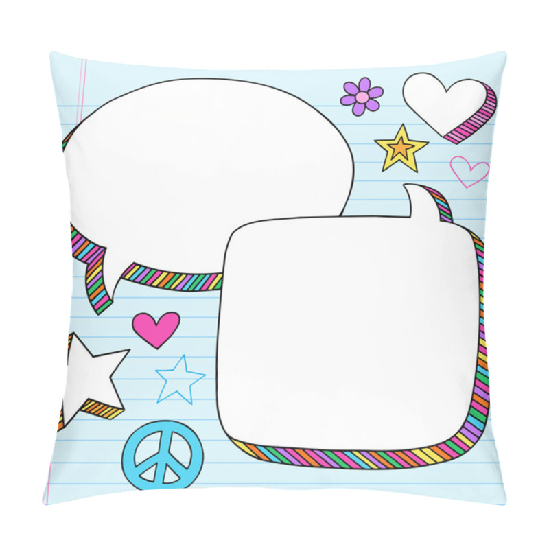 Personality  Speech Bubbles 3D Notebook Doodles Vector Set Pillow Covers