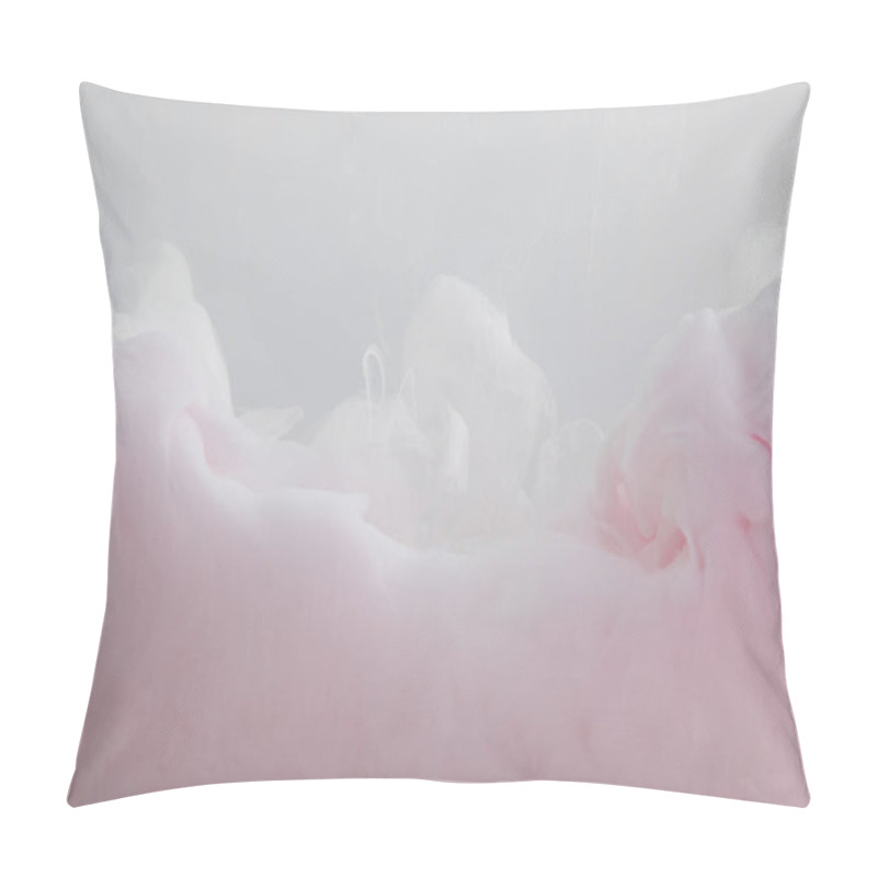 Personality  Close Up View Of Light Pink Paint Swirls Isolated On Grey Pillow Covers