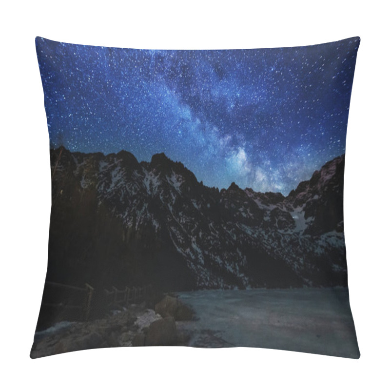 Personality  Bright Starry Sky With The Milky Way On The Background Of High Tatras Mountains Pillow Covers