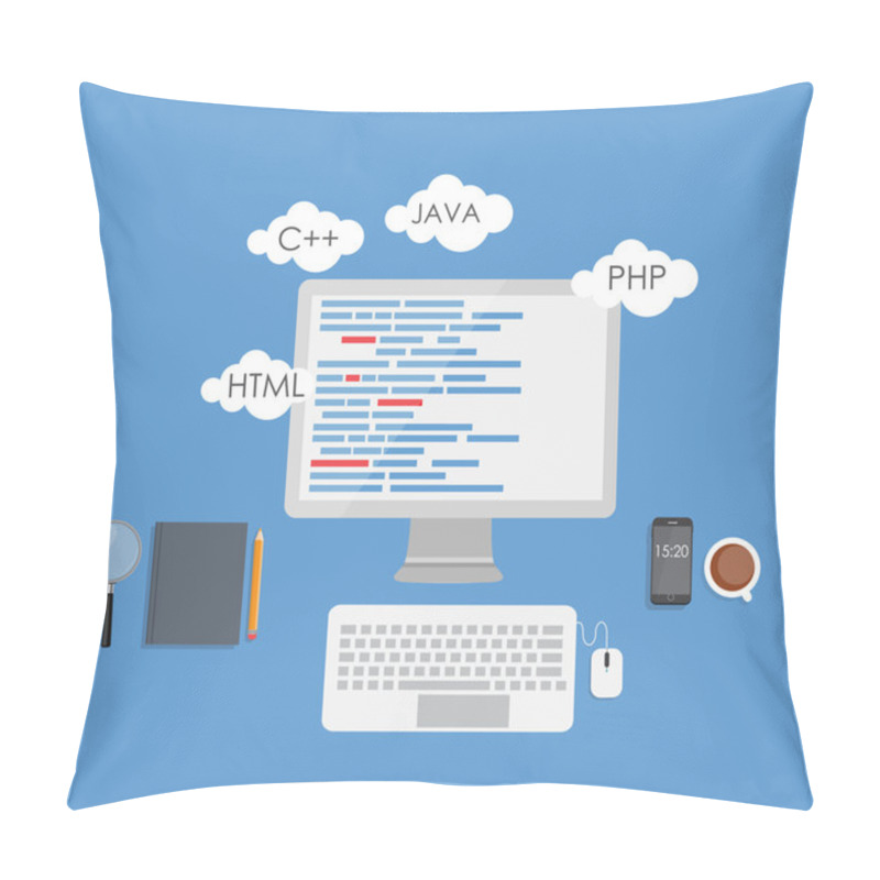 Personality  Programming Coding Flat Concept Vector Illustration Pillow Covers