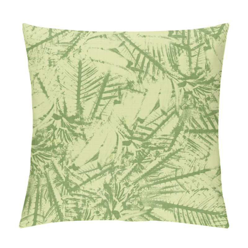 Personality  Bright Line Green Tropical Leaves Seamless Pattern Pillow Covers