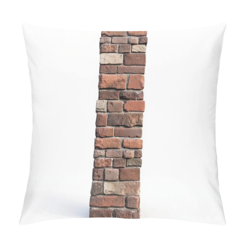 Personality  A Tall, Rustic Brick Wall Made Of Varied Shades Of Red And Brown Bricks, Showcasing A Textured Surface And Aged Charm. Pillow Covers