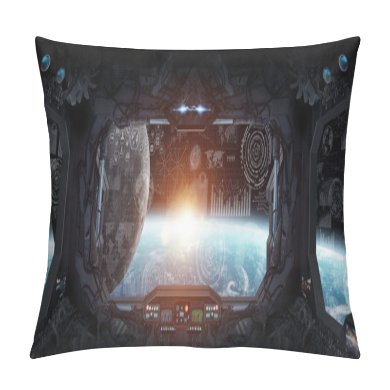 Personality  View Of Planet Earth From Inside A Space Station 'elements Of This Image Furnished By NASA' Pillow Covers