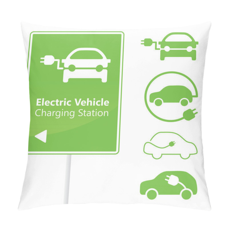 Personality  Electric Vehicle Charging Station Road Sign Template Pillow Covers