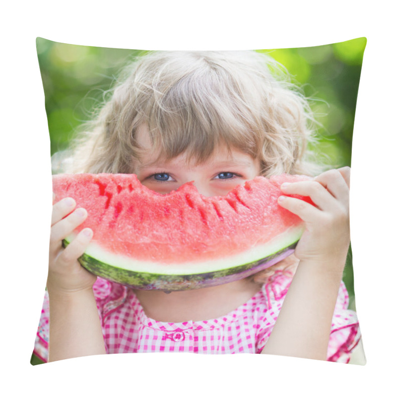 Personality  Happy Child Eating Watermelon Pillow Covers