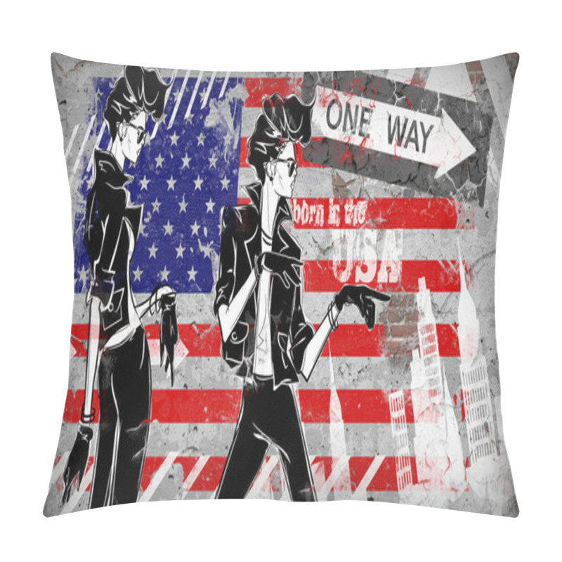 Personality  Modern Teenage Girl On Grunge Background. G Pillow Covers