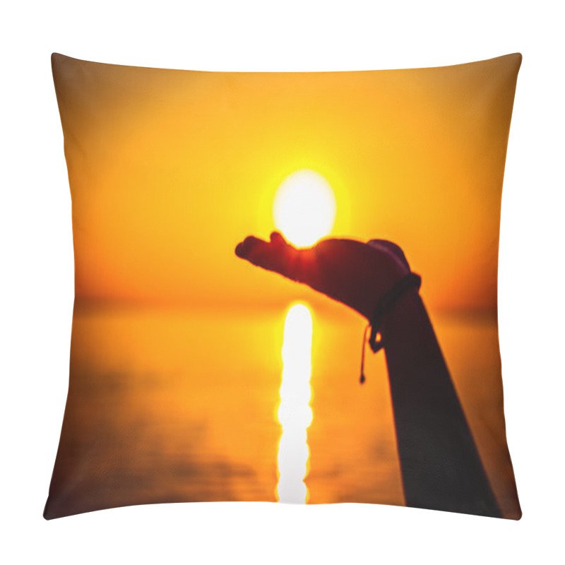 Personality  Hands In The Shape Of A Heart On The Background Of The Sea Pillow Covers