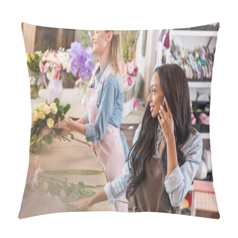 Personality  Florist Talking On Smartphone Pillow Covers