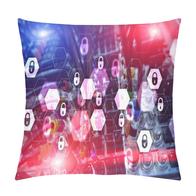 Personality  Server Rack Room Digital Security Data Protection Concept. Pillow Covers