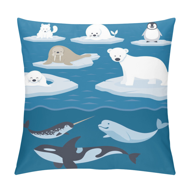 Personality  Arctic Animals Character And Background Pillow Covers