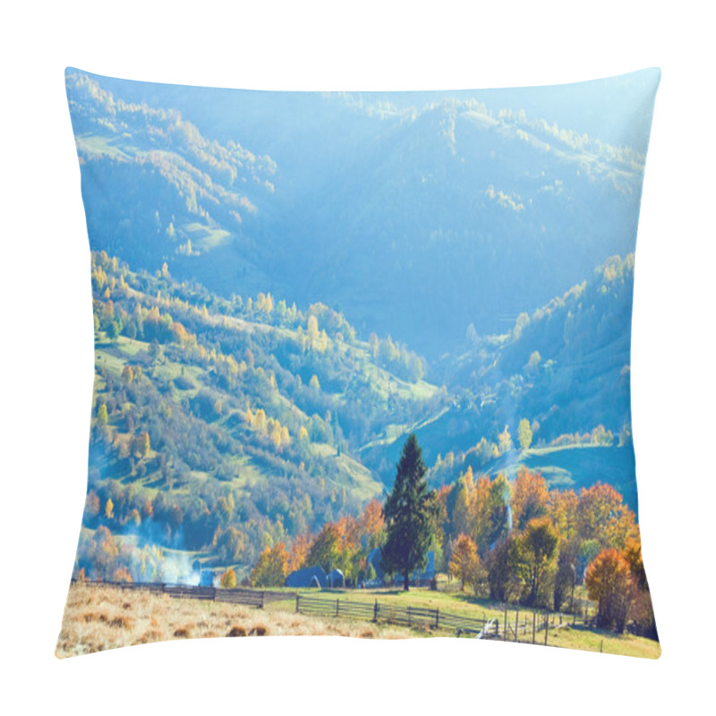 Personality  Autumn Mountain Village (Carpathian, Ukraine). Pillow Covers