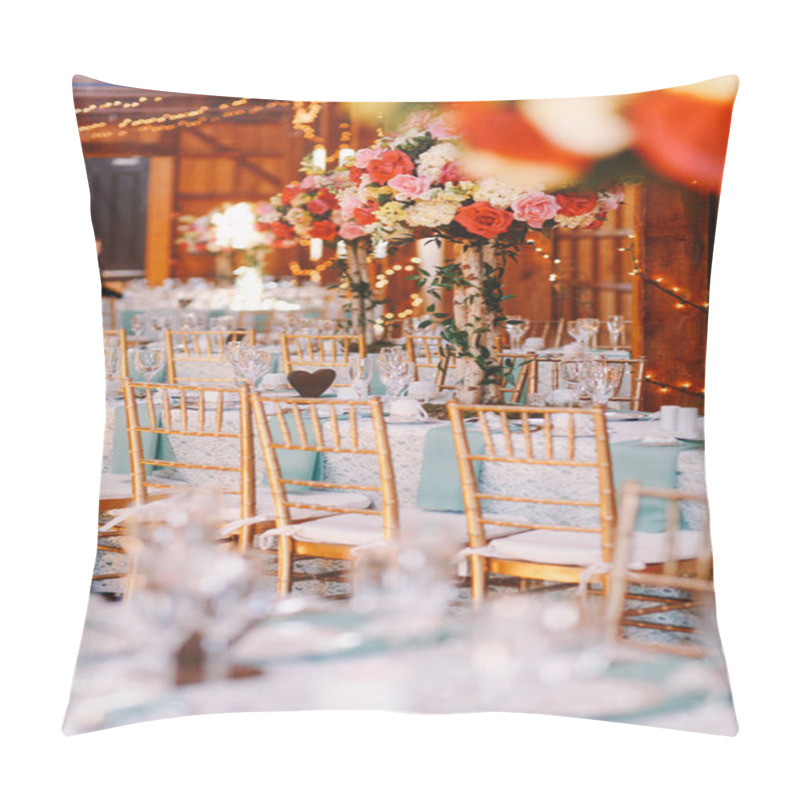 Personality  Look Through The Glasses At Festive Served Dinner Tables Standin Pillow Covers