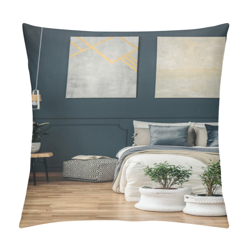 Personality  Navy Blue Bedroom With Art Pillow Covers