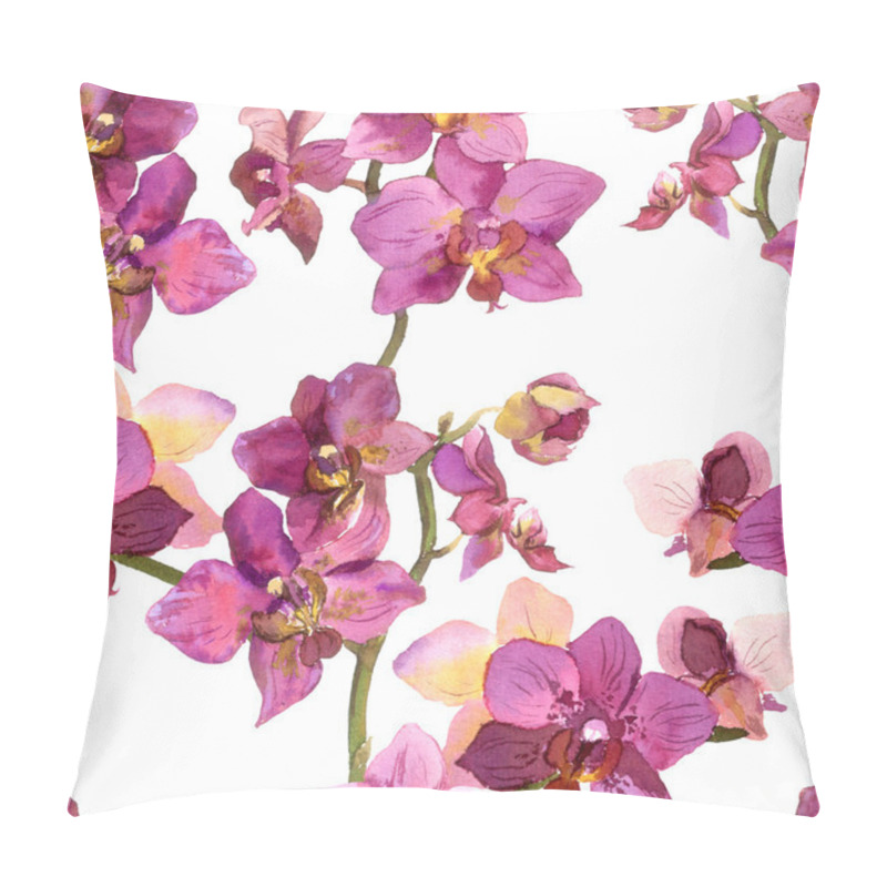 Personality  Seamless Floral Background With Purple Orchids Pillow Covers