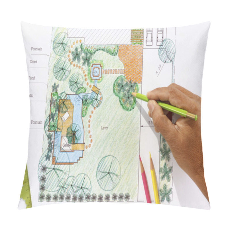 Personality  Landscape Architect Design Water Garden Plans For Backyard Pillow Covers