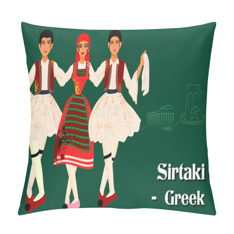 Personality  Couple Performing Sirtaki Dance Of Greek Pillow Covers