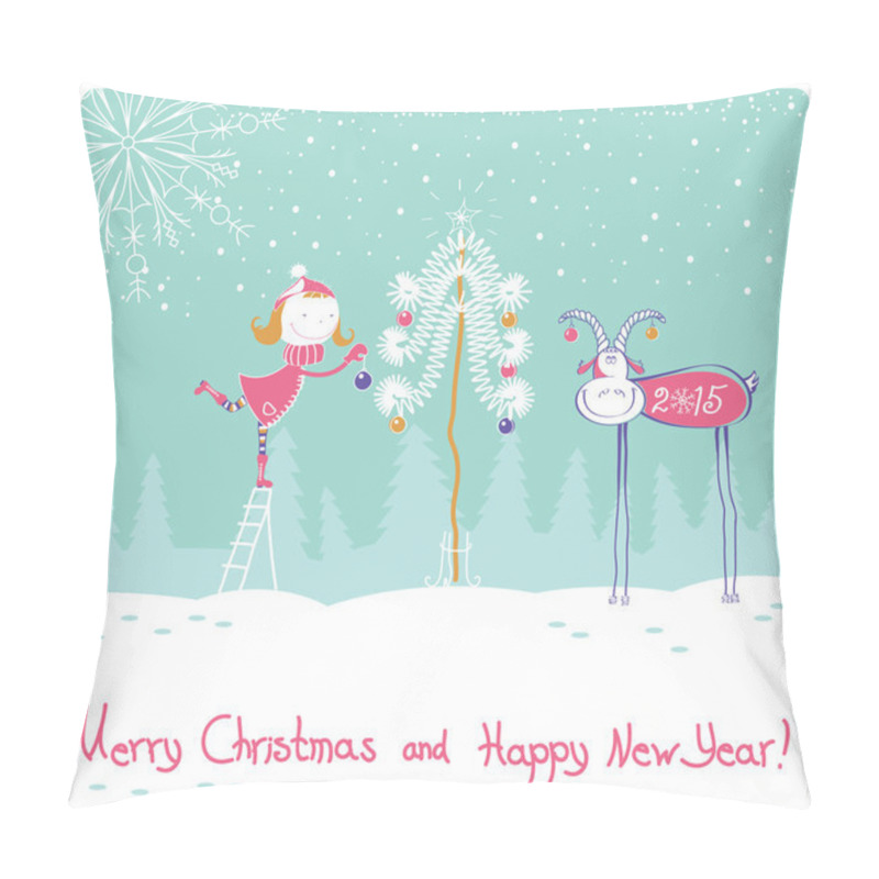 Personality  Nice Vector Happy New Year Card Illustration Pillow Covers