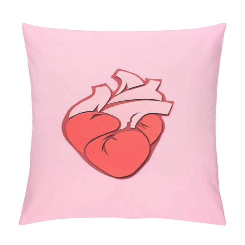 Personality  Elevated View Of Anatomical Human Heart On Pink  Pillow Covers