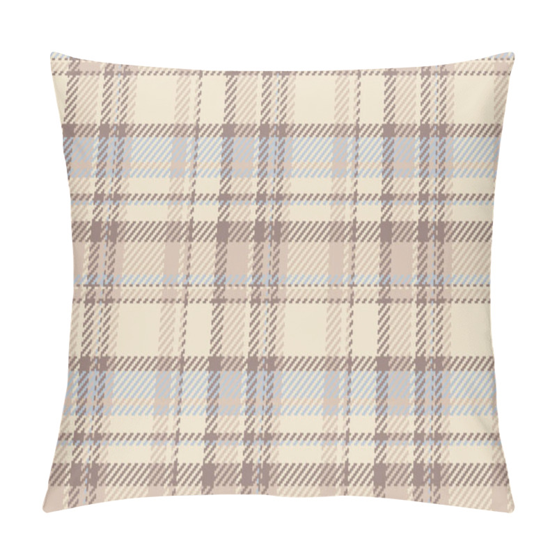 Personality  Subtle Neutral Plaid Pattern. Soft Beige, Brown, And Blue Tones Create A Sophisticated Textile Design Ideal For Apparel, Home Decor, Or Website Backgrounds. Pillow Covers