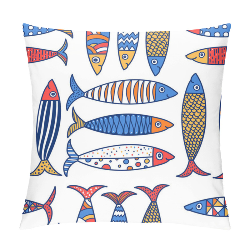 Personality  Cute Fish.  Kids Lbackground. Seamless Pattern. Can Be Used In Textile Industry, Paper, Background, Scrapbooking. Pillow Covers