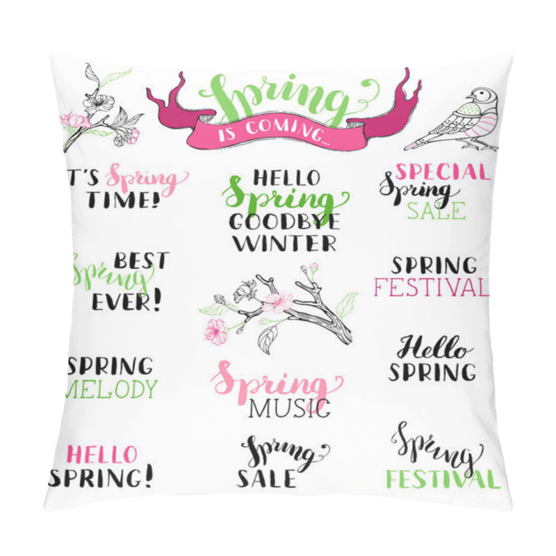 Personality  Hand-written Spring Brush Lettering. Pillow Covers