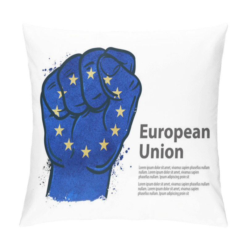 Personality  Fist.  Flag European Union, Europe. Vector Illustration Pillow Covers